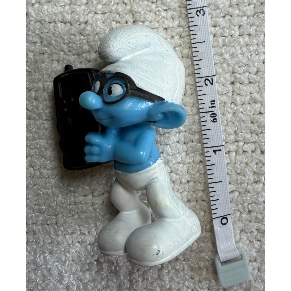 McDonalds Brainy Smurf Figure 2011 Peyo Walkie Talkie Toy Collectible 3 Inch - Picture 2 of 6